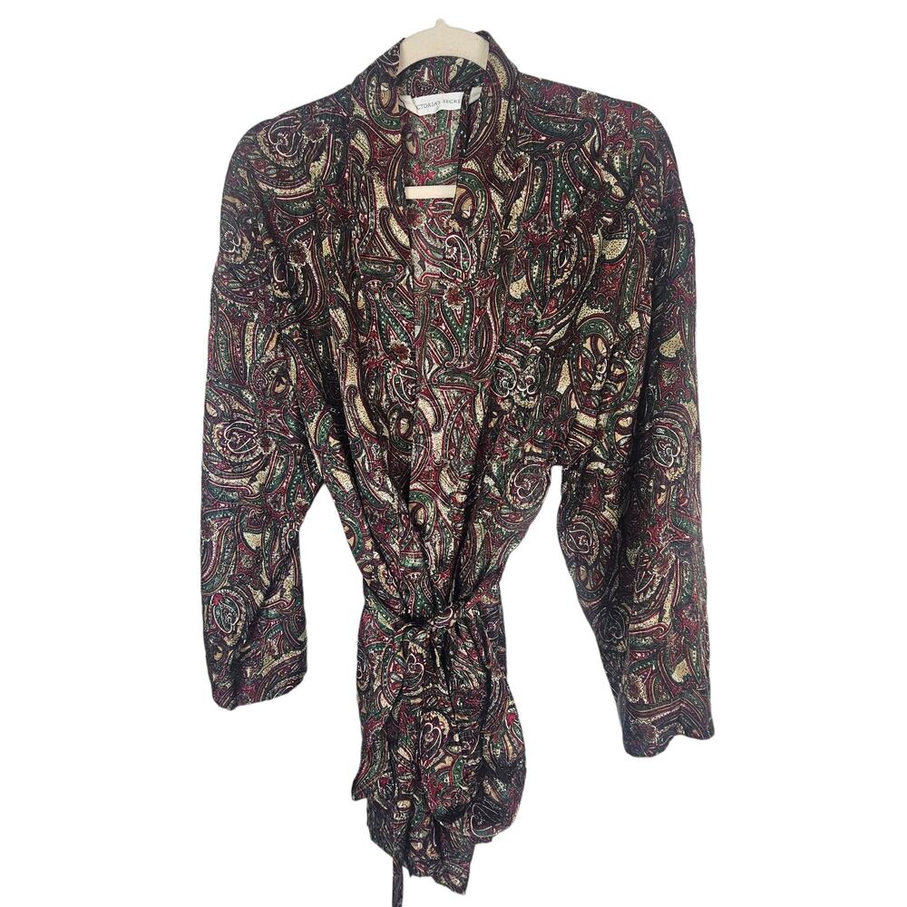 Vintage Victoria's Secret Robe Paisley Robe Lightweight Robe Women OS Green Red